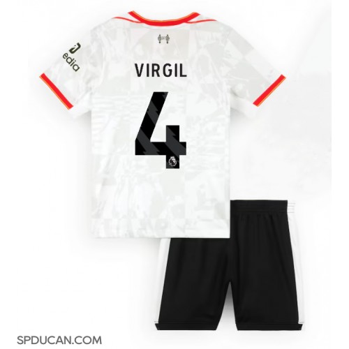 Dječji Nogometni Dres Liverpool Virgil van Dijk #4 Rezervni 2024-25 Kratak Rukav (+ Kratke hlače)